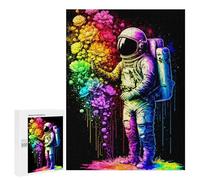 Puzzle para adultos, 500 piezas, rompecabezas de astronauta con flores de arco iris, rompecabezas para adultos, juego de pensamiento, análisis y lógica, regalos de cumpleaños y regalos únicos, 500
