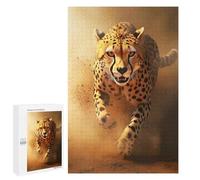Puzzle para adultos Cheetah Running Through Dust - African Wildlife Photo Puzzle Anti-Stress, para mujeres y toda la familia 1000 PCS