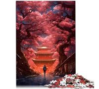 Puzzle para adultos con 1000 piezas Caminando entre cerezos juguete juego de pensamiento 26 x 38 cm fortalece el amor entre parejas para adolescentes a partir de 14 años