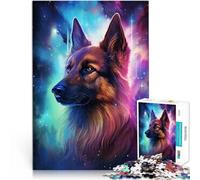 Puzzle para adultos con 1000 piezas, "Cosmic German Shepherd", juegos educativos para el hogar, juguete de bricolaje, 38 x 52 cm, con póster a juego y hoja de preguntas