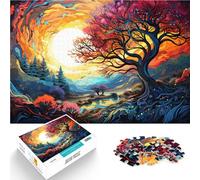 Puzzle para adultos con 1000 piezas de árbol colorido juego de pensamiento con piezas totalmente entrelazadas al azar para niños de 14 años, 26 x 38 cm