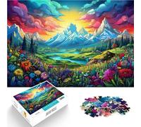 Puzzle para adultos con 1000 piezas de flores y montañas juego de pensamiento 26 x 38 cm decoración única para el hogar y regalos para adolescentes a partir de 14 años