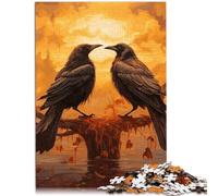 Puzzle para adultos con 1000 piezas, "Dos cuervos negros", juego de pensamiento de 50 x 70 cm, con póster a juego y hoja de preguntas para niños de 14 años