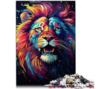 Puzzle para adultos con 1000 piezas, juego familiar de un león salvaje, para 50 x 70 cm, con póster a juego y hoja de preguntas para adolescentes a partir de 14 años