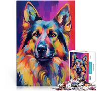 Puzzle para adultos con 1000 piezas, pintura de pastor alemán, juego de pensamiento de 26 x 38 cm, promueve el amor entre parejas para niños de 14 años