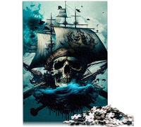 Puzzle para adultos con 1000 piezas, puzle de barco pirata, obra de arte, 50 x 70 cm, juego familiar para aliviar el estrés, difícil desafío para adolescentes a partir de 14 años