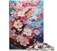 Puzzle para adultos con 1000 piezas, rompecabezas de flores de cerezo, obra de arte, 50 x 70 cm, juego familiar para aliviar el estrés, difícil desafío para adolescentes a partir de 14 años