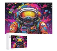 Puzzle para adultos de 1000 piezas, astronauta, rompecabezas de madera, desafío cerebral, juego de juguetes (75×50cm)