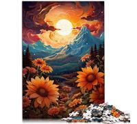 Puzzle para adultos de 1000 piezas de girasoles bajo la puesta de sol difícil y desafiante 26 x 38 cm fortalece el amor entre parejas para adolescentes a partir de 14 años