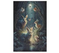 Puzzle para adultos de 1000 piezas, lindo conejo, rompecabezas de madera, desafío cerebral, juego de juguetes (78×53cm)