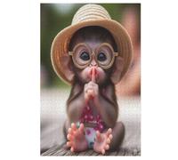 Puzzle para adultos de 1000 piezas, mono lindo, rompecabezas de madera, desafío cerebral, juego de juguetes (78×53cm)