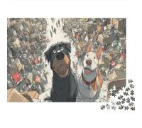 Puzzle para Adultos De 1000 Piezas Perros, Cartulina Premium, A Fun Urban Adventure with Two Curious Perros Juego Educativo En Casa, Regalo para Adultos, 70x50cm/1000pcs