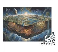 Puzzle para Adultos De 1000 Piezas Planeta Tierra, Cartulina Premium, Una Tierra Flotante Surrealista en un Mundo fantástico cósmico Juego Educativo En Casa, Regalo para Adultos, 52x38cm/1000pcs