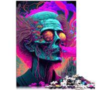 Puzzle para adultos de 1000 piezas, rompecabezas de aprendizaje psicodélico para aprender cerebro, 26 x 38 cm, alivio del estrés, desafío difícil