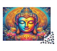 Puzzle para Adultos de Estatua de Buda de 1000 Piezas | Papel Reciclado - Buda, Lotos en Capas, Luz - Rompecabezas Imposible y Decoración para el Hogar 70x50cm
