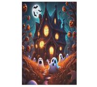 Puzzle para adultos Halloween fantasma 1000 piezas rompecabezas de madera para niños de 12 años de edad educante juego familiar 78×53cm