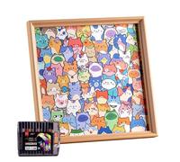 Puzzle para Adultos - Hecho a Mano e Interactivo, 2 en 1 de Madera con diseño de Gato y Marco de Fotos para Adultos | para café, hogar, Mesa, Chimenea, estantería Armario