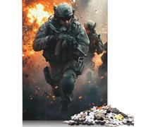 Puzzle para adultos Soldado en acción Rompecabezas de papel de 1000 piezas para edades 18 años en adelante Juego desafiante 1000 piezas (75x50 cm)