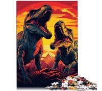 Puzzle para niños Tyrannosaurus Rex en busca de botín, 2000 piezas, 27,56 x 39,37 cm, rompecabezas de cartas grises para adultos y niños, como regalos para toda la familia y