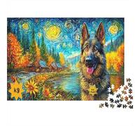 Puzzle Pastor Alemán 1000 Piezas Cartón Reciclado para Adultos Reductor de Ansiedad Descompresión Decoración de Pared Grandes Ideas de Regalo para Amantes de Puzzles 70x50cm/1000pcs