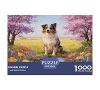 Puzzle Pastor Australiano 1000 Piezas - para Adultos Puzzle De Arbusto de Flores y Pradera, Desafiante Y Estimulante, Arte Decorativo, Regalo Original 38x26cm/1000pcs