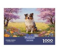 Puzzle Pastor Australiano 1000 Piezas - para Adultos Puzzle De Arbusto de Flores y Pradera, Desafío Mental Y Juego Complejo, Arte Decorativo, Regalo para Hombre 52x38cm/1000pcs