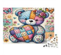 Puzzle Patchwork Oso de Peluche De 1000 Piezas Interesante Rompecabezas para Adultos De 1000 Piezas Pintura Regalo 38x26cm/1000pcs