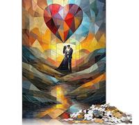 Puzzle per adulti e adolescenti Abbraccio romantico Sotto un Cuore di vetro colorato Puzzle in Legno per adulti Regali di Natale Età 14+ 1000 pezzi (75x50 cm)