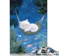 Puzzle per adulti e adolescenti Gatto addormentato in amaca Sotto le Stelle, 1000 pezzi, gioco Educativo, sfida, giocattolo, 38x26 cm/1000 pezzi