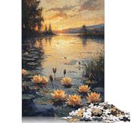 Puzzle per adulti e adolescenti ispirato agli impressionisti, ninfee al tramonto, Puzzle in Legno per adulti, Regali di Natale, Regalo per adolescenti, 1000 pezzi (75x50 cm)
