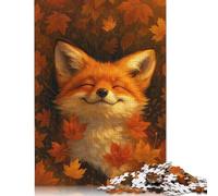 Puzzle per adulti e adolescenti Volpe sorridente tra le Foglie Autunnali Puzzle in Legno per adulti Regali di Natale Regalo per adolescenti 1000 pezzi (75x50 cm)