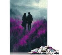 Puzzle per adulti Passeggiata romantica tra i campi di Lavanda Viola in Stile Carbone e gioco Educativo da 1000 pezzi, giocattolo da sfida, 1000 pezzi (75x50 cm)