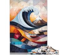 Puzzle per adulti, visione cubista Moderna Della Grande Onda di Kanagawa, Puzzle in Legno per adulti, gioco Educativo, sfida giocattolo (52x38 cm)