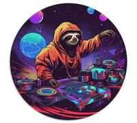 Puzzle perezoso de DJ Neon de 1000 piezas, rompecabezas redondo, estilo de arte espacial, colorido, divertido, desafiante e inteligencia, para adultos, 1000 piezas (67,5 x 67,5 cm)