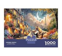 Puzzle Perro Frente al Castillo Encantado al Atardecer Rompecabezas 1000 Piezas - Adultos, Regalo, Juego Familiar, Decoración del Hogar 52x38cm/1000pcs