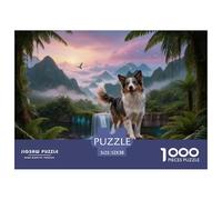 Puzzle Perro Pastor 1000 Piezas - para Adultos Rompecabezas De Mountain Cascada, Divertido, Desafiante E Instructivo Arte Decorativo, Regalo Ideal 52x38cm/1000pcs