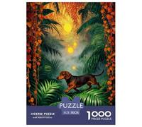 Puzzle Perro Salchicha 1000 Piezas - para Adultos Y Niños Puzzle De Hojas de Palma, Desafío Divertido Y Familiar, Arte Decorativo, Regalo Original 38x26cm/1000pcs