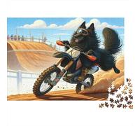 Puzzle Perros Montando Motocicletas De 1000 Piezas Animales Rompecabezas Adultos De 1000 Piezas Pintura Hobby 38x26cm/1000pcs