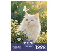 Puzzle Persian Gato 1000 Piezas para Avanzados Juego Desafiante De Cartón Puzzles Persian Flores Gato Decorativo Regalo para Hombre 38x26cm/1000pcs