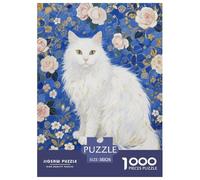 Puzzle Persian Gato 1000 Piezas para Avanzados Juego Familiar De Cartón Puzzles Persian Flores Gato Decorativo Regalo para Hombre 38x26cm/1000pcs