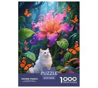 Puzzle Persian Gato 1000 Piezas para Principiantes Juego Desafiante De Cartón Puzzles Flores Exóticas Persa Decorativo Regalo para Hombre 70x50cm/1000pcs