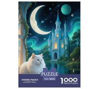 Puzzle Persian Gato 1000 Piezas para Principiantes Juego Difícil De Cartón Puzzles Castillo Fantasía Persa Decorativo Regalo Ideal 38x26cm/1000pcs