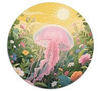 Puzzle Pink Medusa 1000 Piezas para Adultos Juego EduGatoivo de cartón Rompecabezas Medusa Rosa Flores Plantas Frondosas Decorativo Regalo para Hombre 1000pcs (67.5x67.5cm)