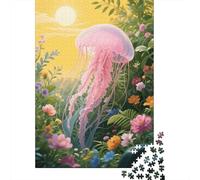 Puzzle Pink Medusa 1000 Piezas para Adultos Juego Familiar De Madera Puzzles Medusa Rosa Plantas Frondosas Decorativo Regalo Ideal 1000pcs (75x50cm)
