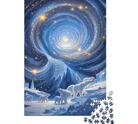 Puzzle Polar Oso 1000 Piezas para Adultos Juego Desafiante De Madera Rompecabezas Oso Polar Vórtice Cielo Decorativo Regalo para Hombre 1000pcs (75x50cm)