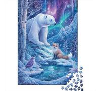 Puzzle Polar Oso 1000 Piezas para Adultos Juego Difícil De Madera Puzzles Oso Polar Zorro Decorativo Regalo Original 1000pcs (75x50cm)