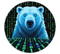 Puzzle Polar Oso 1000 Piezas para Adultos Juego EduGatoivo de cartón Puzzles Oso Polar Píxel Azul Claro Decorativo Regalo Original 1000pcs (67.5x67.5cm)