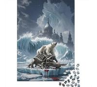 Puzzle Polar Oso 1000 Piezas para Adultos Juego EduGatoivo De Madera Rompecabezas Cachorro de Oso Polar Esqueleto de Dinosaurioio Decorativo Regalo Ideal 1000pcs (75x50cm)