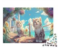 Puzzle Pour Adultes, Deux chatons curieux en mer Défiant 1000 Pièces, Pet Jeux Éducatifs, Décoration Maison Et Cadeau 52x38cm/1000pcs