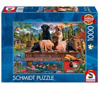 Puzzle PQ 1000 familia de perros en el lago 112971